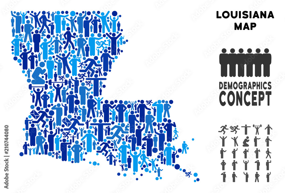 Vector population Louisiana State map. Demography abstraction of