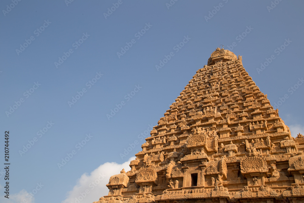 Tower at Brihadeshwara Indian Temple, Thanjavur, Tamil Nadu, India