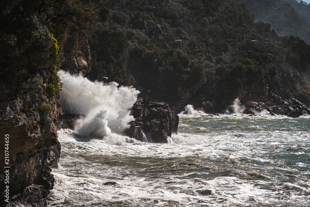 Stormy sea, Cinque Terre, Liguria, Italy