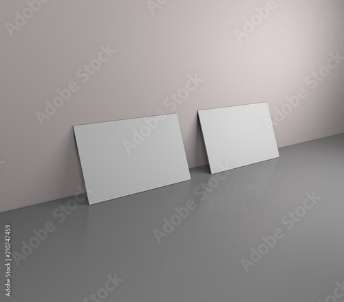 render 3d illustration photo, business card mockup template, isolated on light grey background to place your design. © Argelis