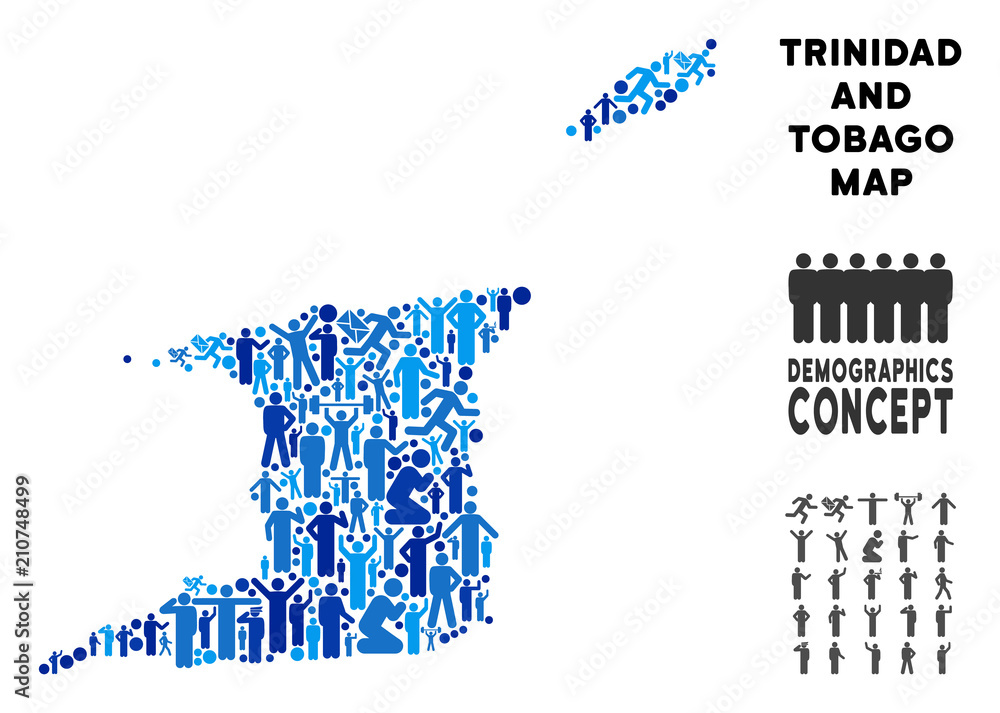 Vector population Trinidad and Tobago map. Demography concept of