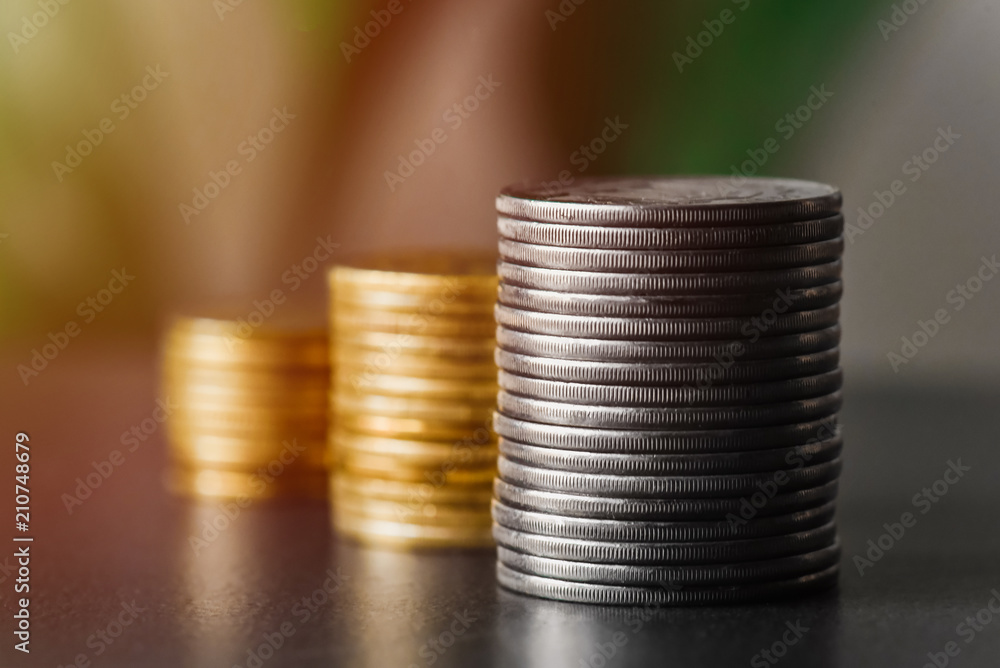 Stack money coin for growing your business Stack money coin for growing your business