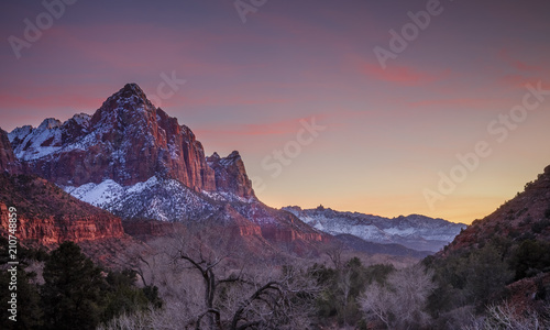 The watchman zion national park at sunset