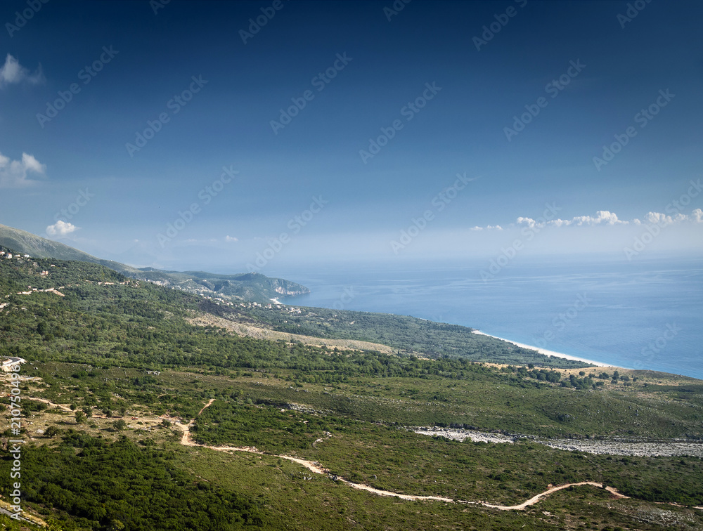 ionian sea coast of southern albania on sunny day