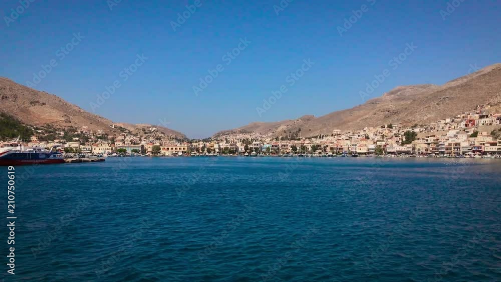 Kalymnos Island - Greece - August 2017 - View of Kalymnos Island town by speedboat Kalymnos Island - Greece - August 2017 - View of Kalymnos Island town by speedboat