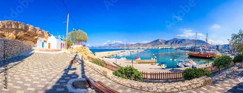The harbor of the famous resort Chersonissos, Crete, Greece 