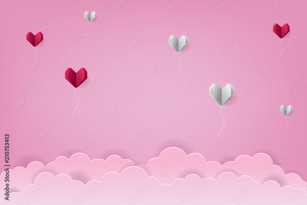 Love and cloud origami vector illustration. Paper art and craft style. Love vector illustration. Love and cloud origami vector illustration. Paper art and craft style. Love vector illustration.