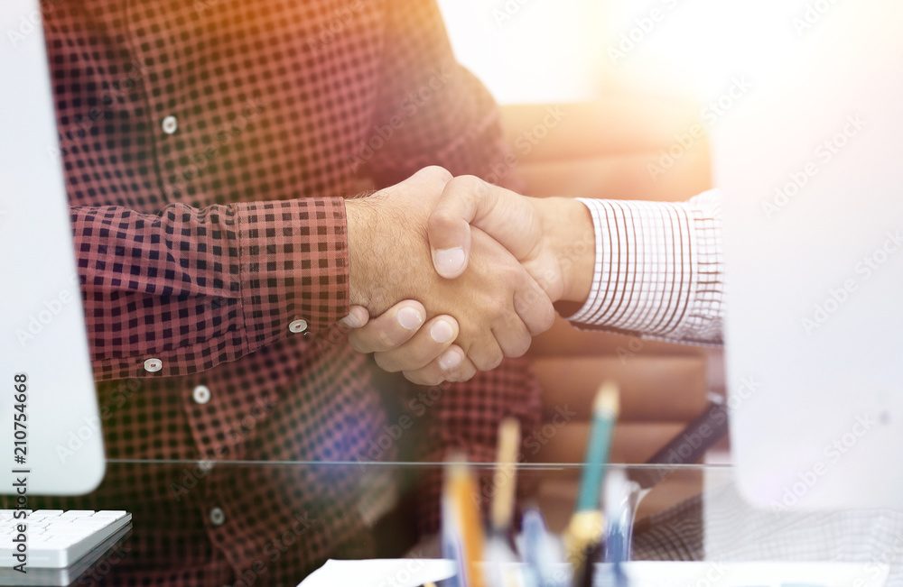 Fototapeta premium closeup.handshake colleagues