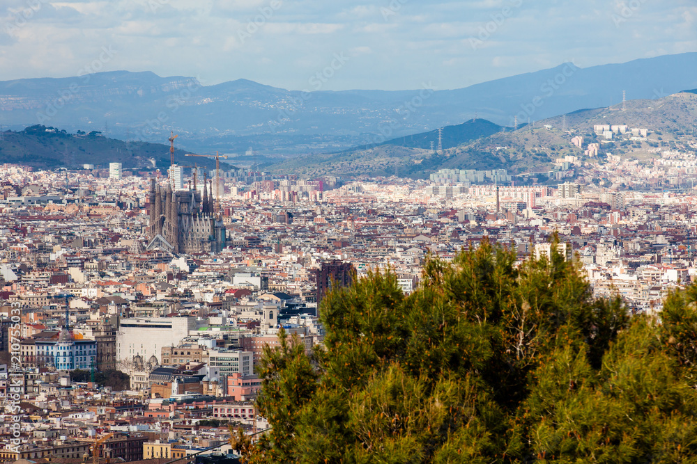 Barcelona city seen from Montjuic Castle