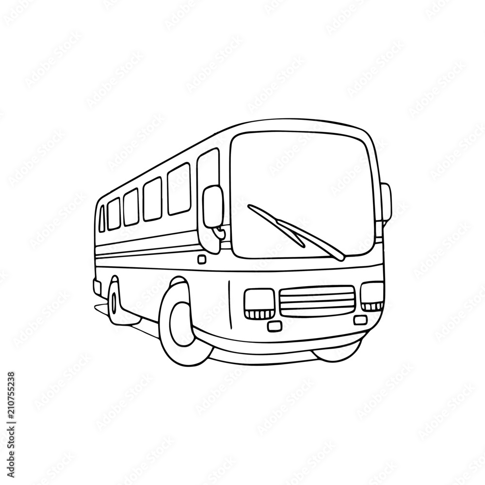 Bus cartoon illustration isolated on white background for children color  book Stock Vector | Adobe Stock