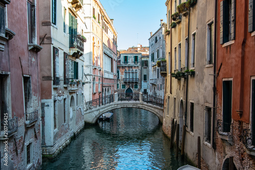 Bridge over channel in Venice Italy 