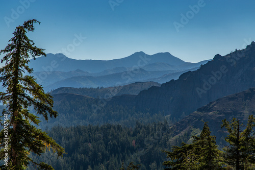 Layers of Blue Mountains and Forest in the Early Morning, Calaveras County, California photo