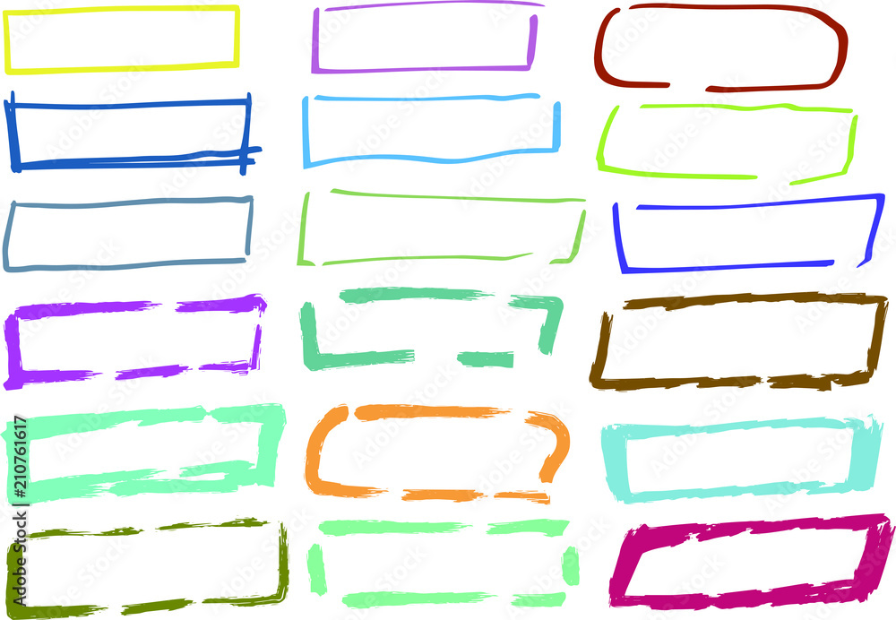 Colorful Hand-drawn rectangular frame set Colorful Hand-drawn rectangular frame set