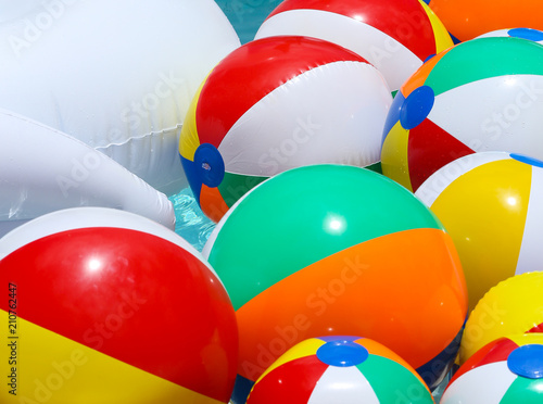 Beach balls in a pool