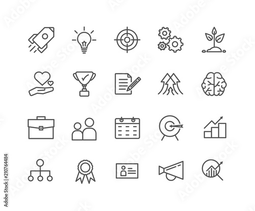 Simple Set of Start up vector thin line icons, Editable Stroke linear symbols.