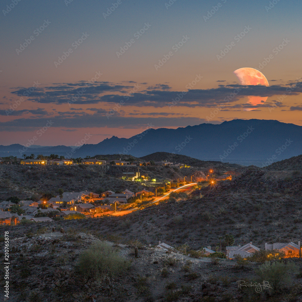 Blood moon over Ahwatukee, Phoenix, Arizona