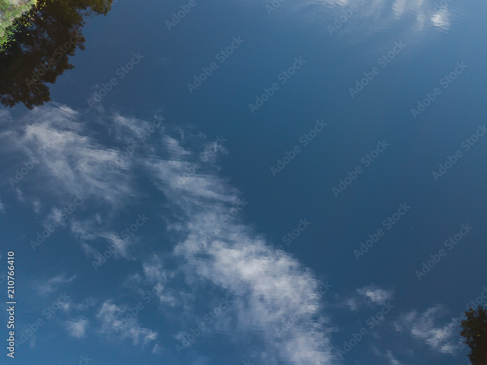 Aerial view of the clouds reflected in the water Aerial view of the clouds reflected in the water