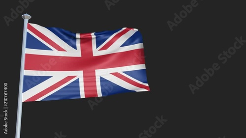 United Kingdom - Loopable 3D flag animation with Alpha Channel and Transparency for your Project.