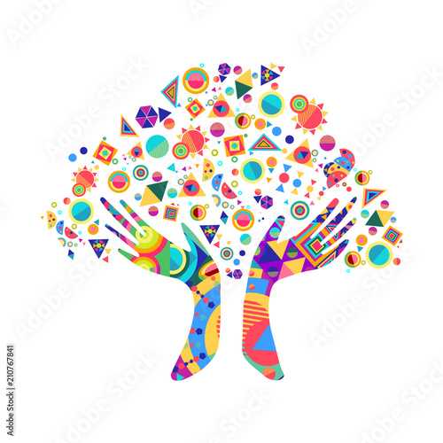 Human hand tree for culture diversity concept