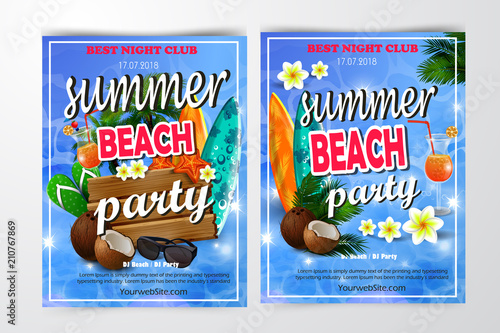 Poster for summer and beach party background