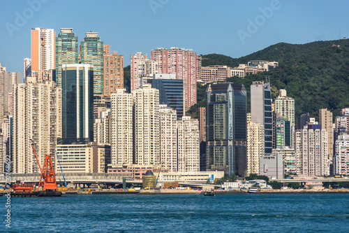 The very highly dense North Point residential district with many tall apartment towers in Hong Kong island by the Victoria harbor in Hong Kong  China