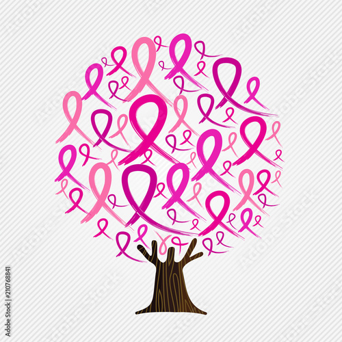 Pink ribbon tree for breast cancer awareness
