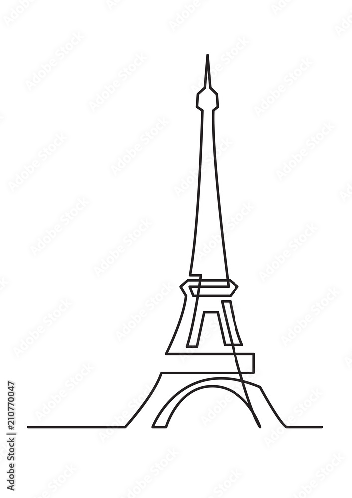 continuous line drawing of Paris Eiffel tower Stock Vector Adobe Stock