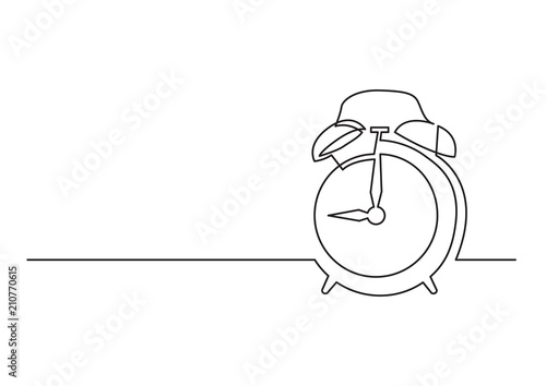 continuous line drawing of alarm clock