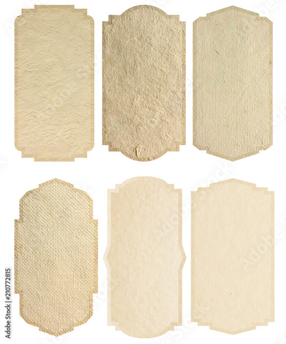 Vintage label design paper texture background, isolated on white