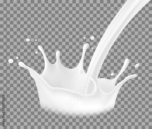Realistic milk, cream drops and splashes isolated on transparent background. Vector illustration. Ready to use for your design. EPS 10.