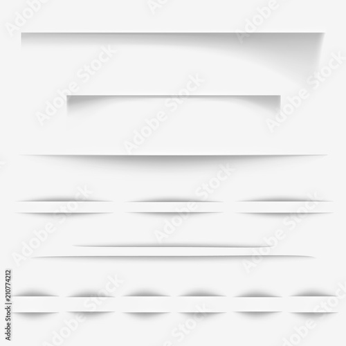 Paper shadows effect vector illustration or realistic white page borders for web site design or background texture and seamless elements