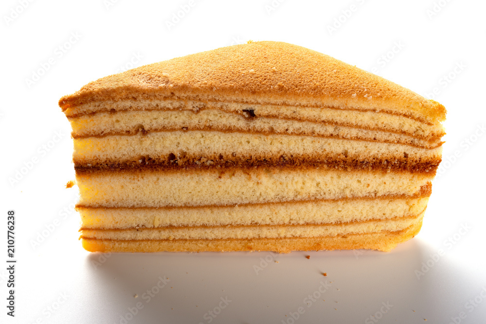 Fototapeta premium homemade sandwich shape sponge cake on white