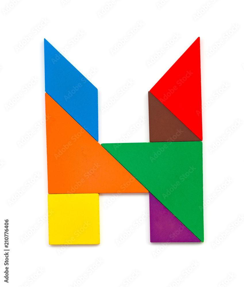 tangram shaped like a letter H on white background tangram shaped like a letter H on white background