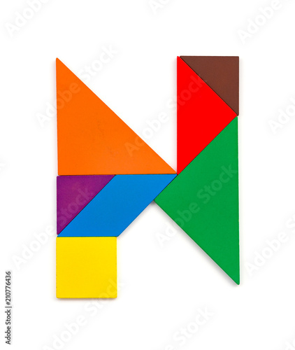 tangram shaped like a letter N on white background