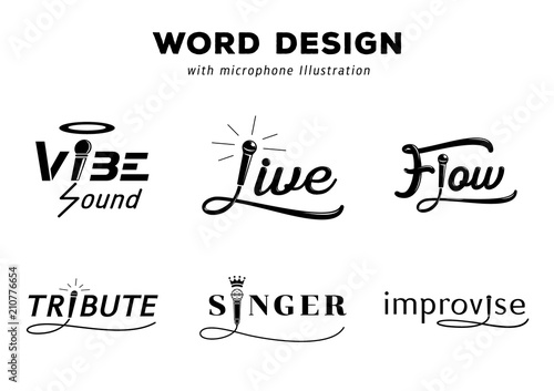 word design with microphone illustration