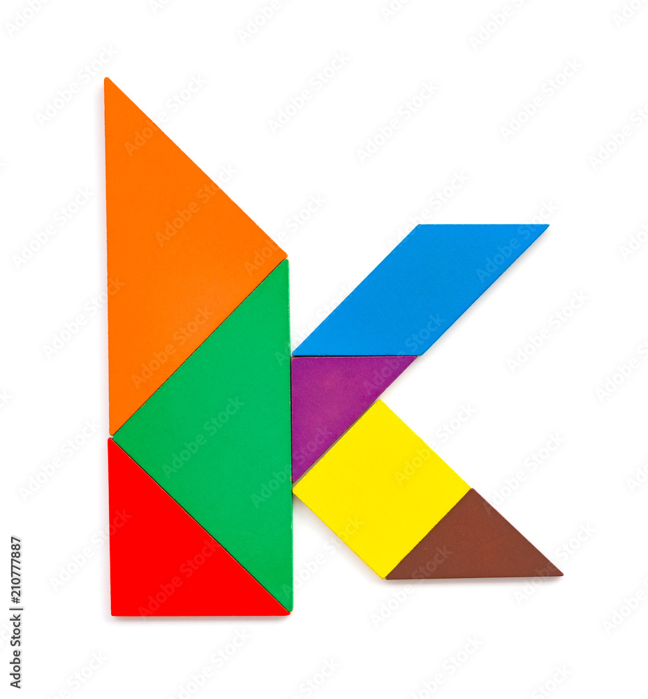 tangram shaped like a letter K on white background