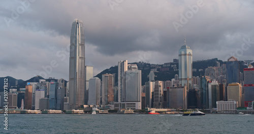 Hong Kong urban city skyline in sunny day