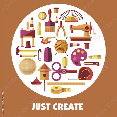 Handicraft art hobby vector poster