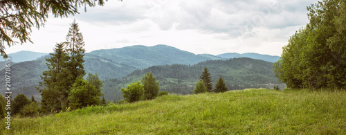 Panorama of the Carpathian Mountains. Location place Carpathian, Ukraine, Europe. Fascinating nature