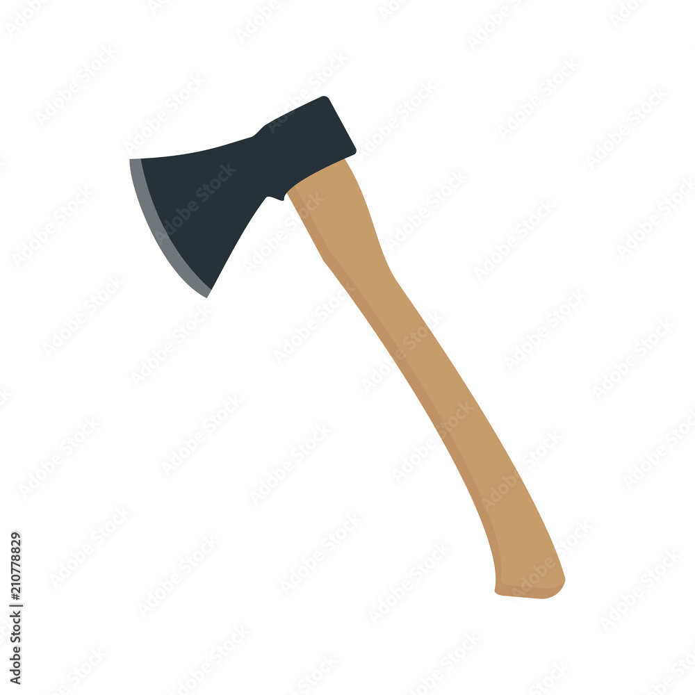 Ax with wooden handle isolated on white background. Vector illustration Ax with wooden handle isolated on white background. Vector illustration