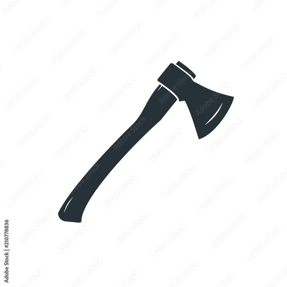 Black ax on a white background. Silhouette of an ax. Vector illustration Black ax on a white background. Silhouette of an ax. Vector illustration