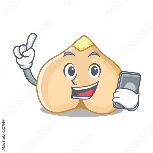 With phone chickpeas character cartoon style