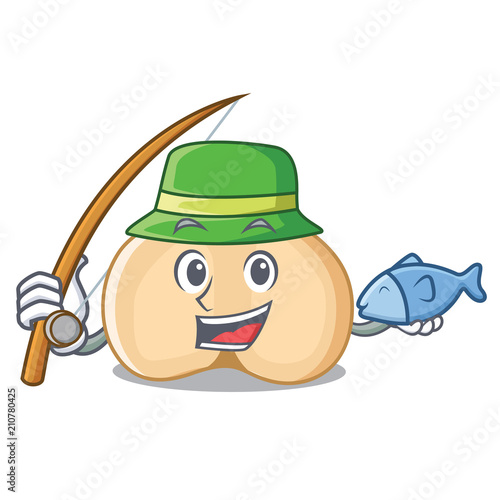 Fishing chickpeas mascot cartoon style