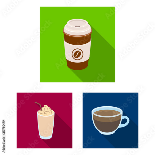 Different kinds of coffee flat icons in set collection for design. Coffee drink vector symbol stock web illustration.
