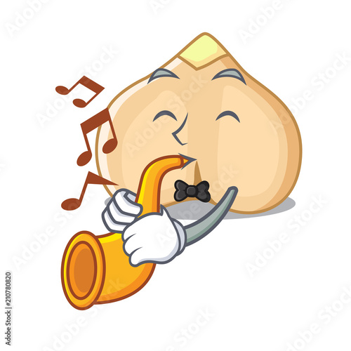With trumpet chickpeas mascot cartoon style