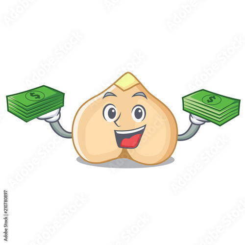 With money bag chickpeas mascot cartoon style