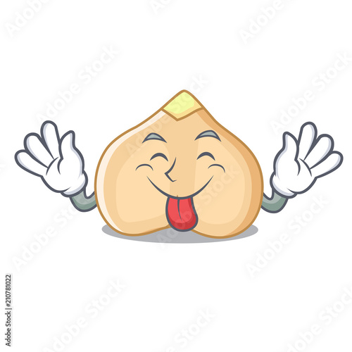 Tongue out chickpeas mascot cartoon style