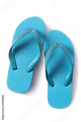 Flipflop sandals light blue isolated on white background
