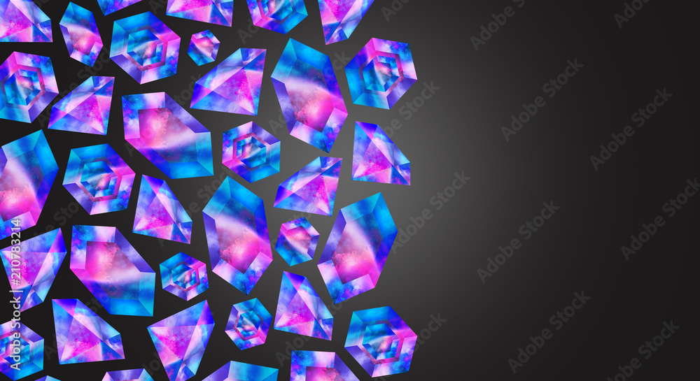 Pattern with stones, neon space background Pattern with stones, neon space background
