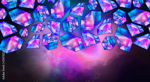 Pattern with stones, neon s...
